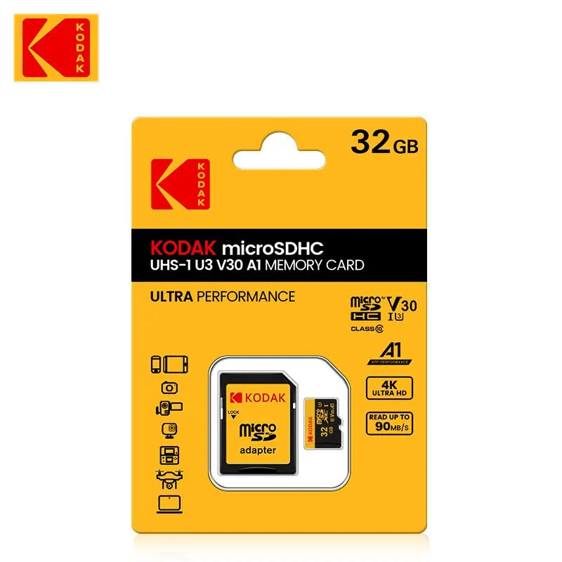 Kodak 32GB-256GB Micro SD Memory Card - High Speed Class 10 U3 UHS-I for Smartphones, Digital Cameras, Tablets and Drones