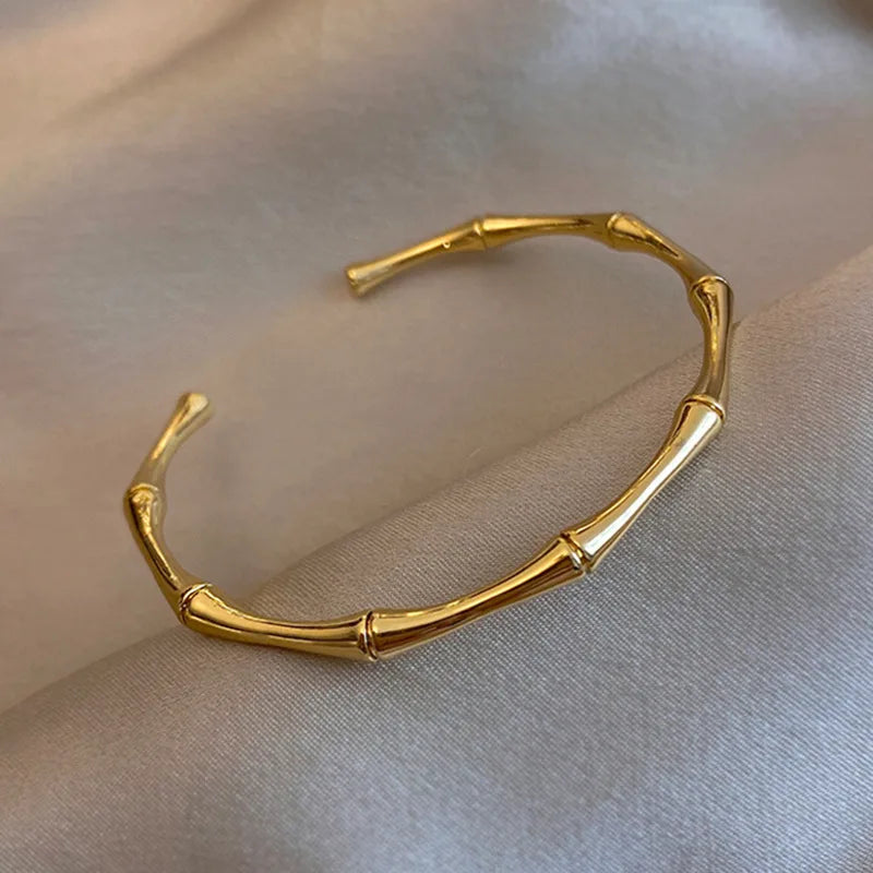 Bracelet en acier inoxydable et titane, plaqué or et zircons incrustés