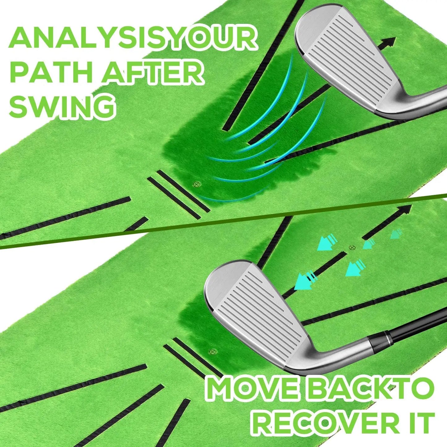 Tapis d'entraînement de golf, piste de swing, tapis de marquage d'entraînement, détection de trace de balle de frappe, tapis de détection directionnelle
