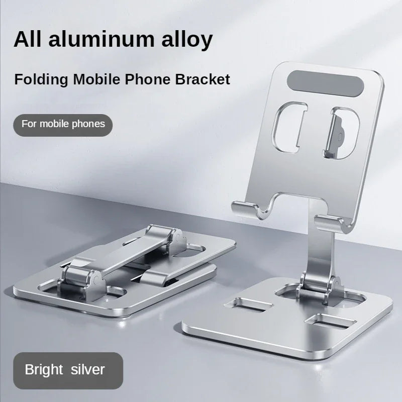 All Metal Aluminum 360 Rotation Mobile Phone Holder Universal Bracket Folding Double Shaft Design Stable Anti Fall