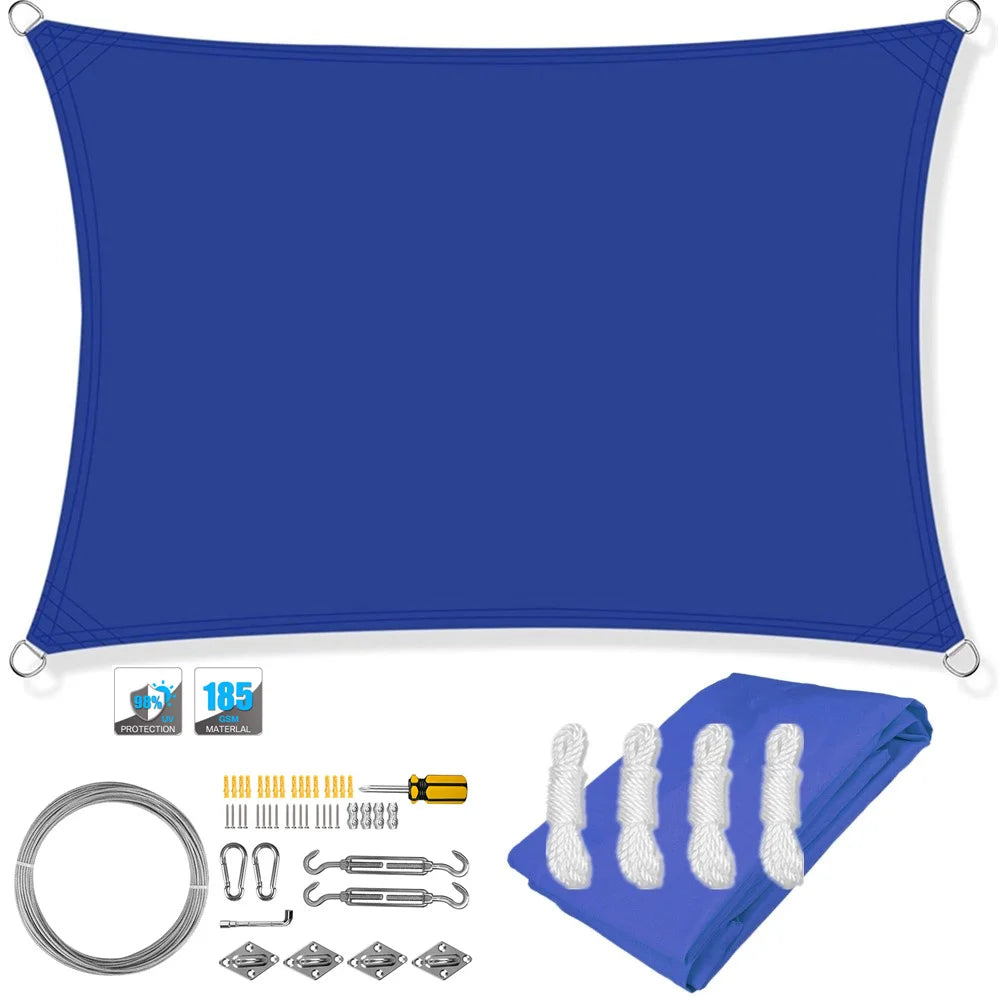Voile d'ombrage rectangulaire imperméable et anti-UV pour jardin, terrasse, arrière-cour, terrasse, écran de confidentialité