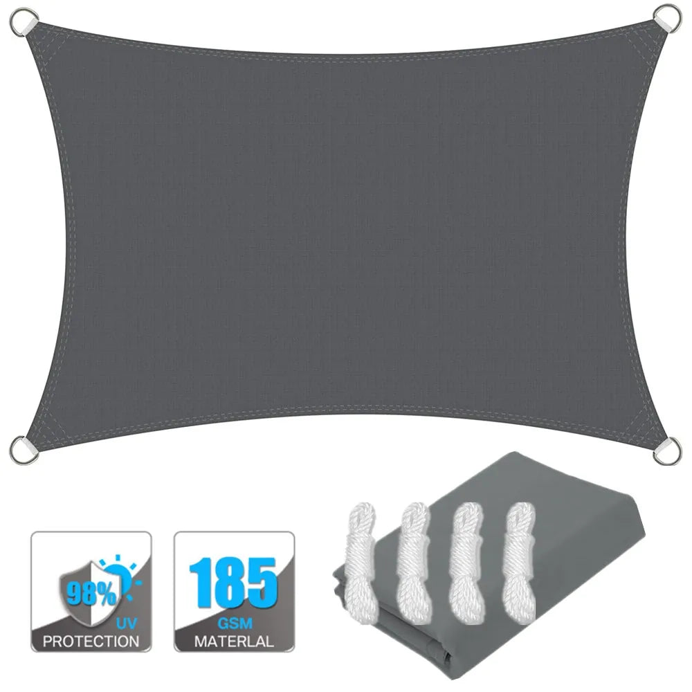 Voile d'ombrage rectangulaire imperméable et anti-UV pour jardin, terrasse, arrière-cour, terrasse, écran de confidentialité