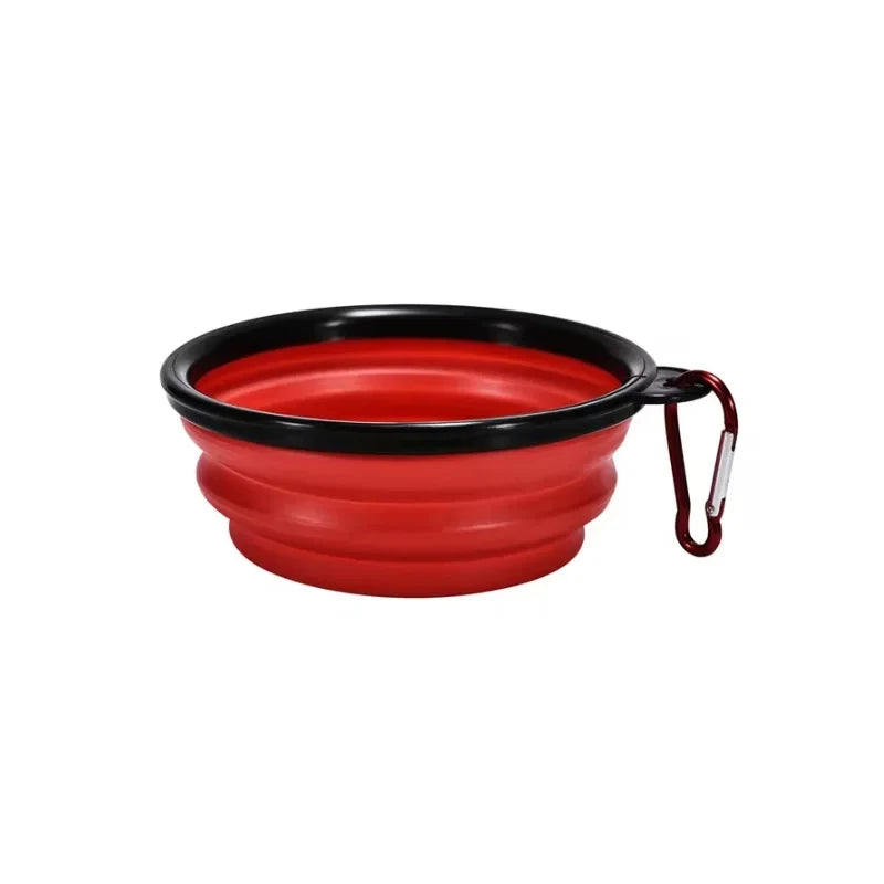 350ML Folding Black Frame Bowl with Keychain Pet Bowl Portable Travel Bowl Convenient Cat Bowl Not Easy to Deform Folding Bowl
