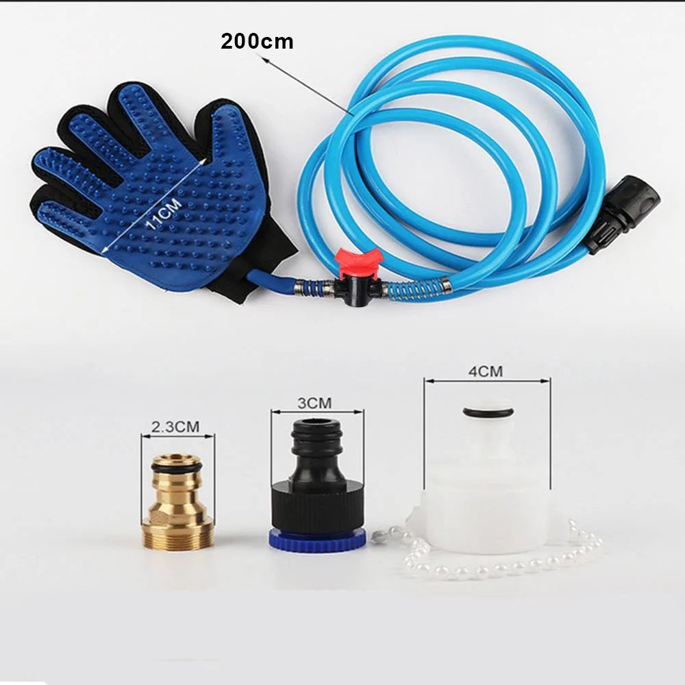 Buse de douche pour animaux de compagnie bain, toilettage et massage pour chiens et chats, gant à embouts en silicone souple, brosse dépilatoire, brosse à long tuyau pour le dos