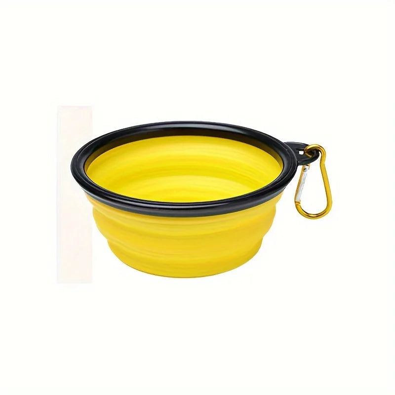 350ML Folding Black Frame Bowl with Keychain Pet Bowl Portable Travel Bowl Convenient Cat Bowl Not Easy to Deform Folding Bowl