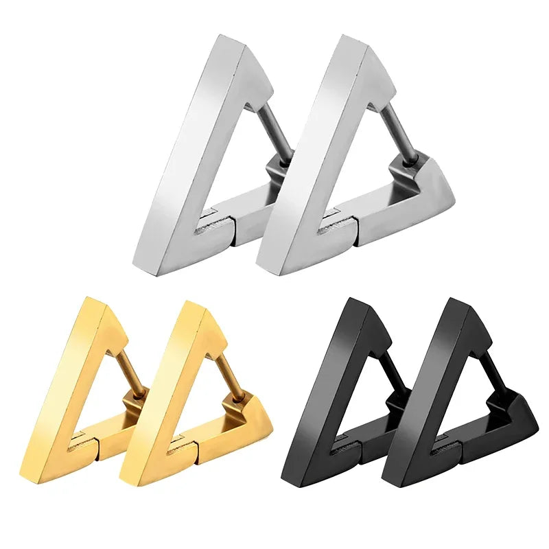 1 paire de boucles d'oreilles triangulaires punk . Acier inox