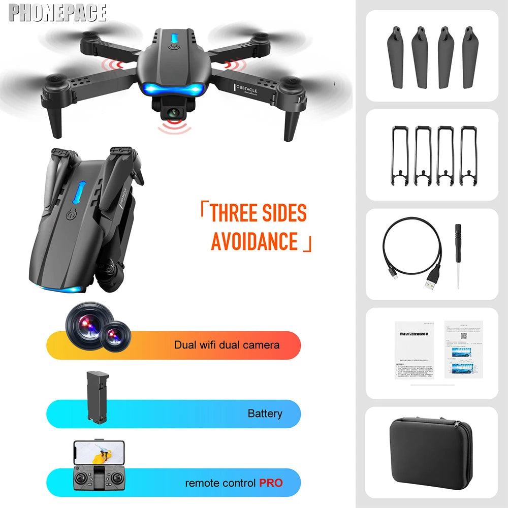 KBDFA K3 E99 Pro Drone Professional Quadcopter Obstacle Avoidance Drones RC Helicopters 4K Dual Camera Dron Remote Control Toys