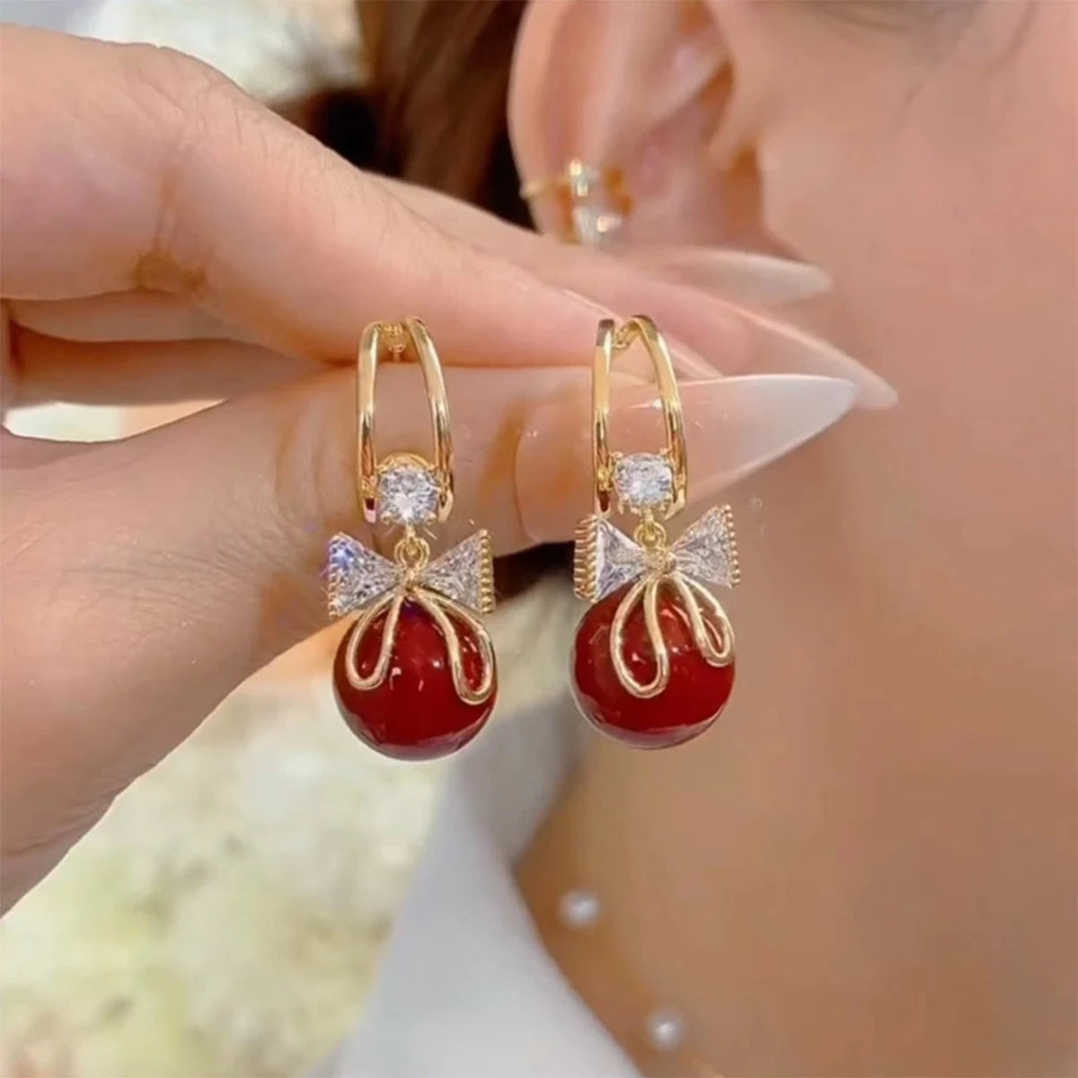 Lot de 2 boucles d'oreilles tendance en forme de cœur