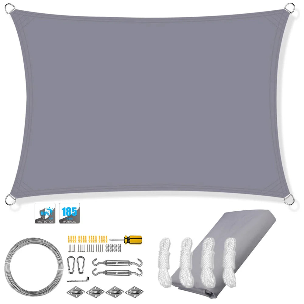 Voile d'ombrage rectangulaire imperméable et anti-UV pour jardin, terrasse, arrière-cour, terrasse, écran de confidentialité