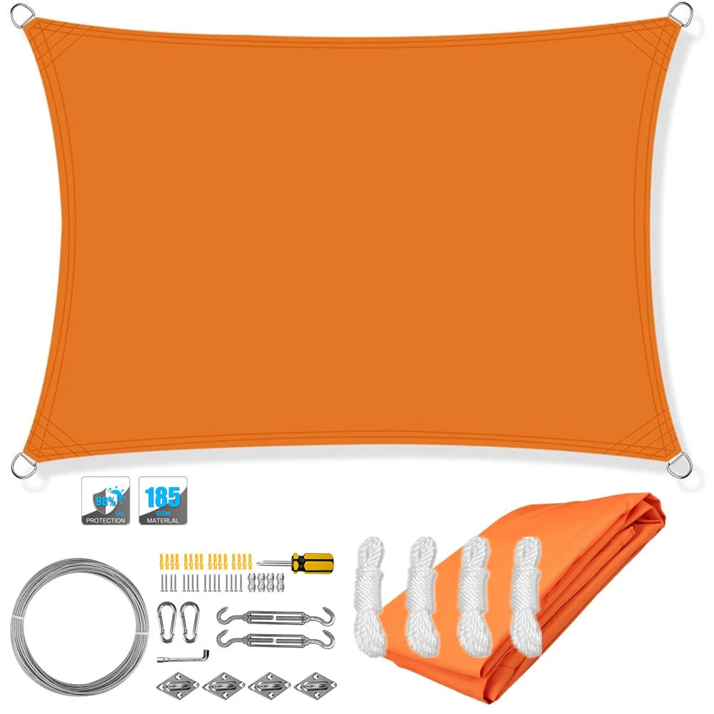 Voile d'ombrage rectangulaire imperméable et anti-UV pour jardin, terrasse, arrière-cour, terrasse, écran de confidentialité
