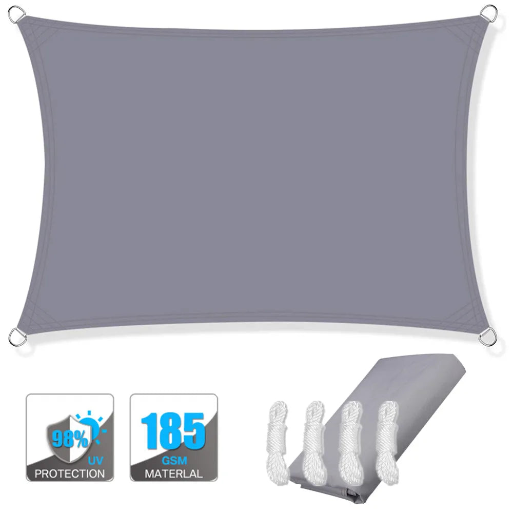 Voile d'ombrage rectangulaire imperméable et anti-UV pour jardin, terrasse, arrière-cour, terrasse, écran de confidentialité