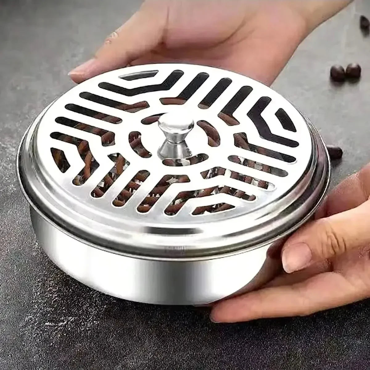Stainless Steel Mosquito Coil Tray With Cover Large Portable Mosquito Coil Holder Box Mosquito Incense Coil Home Office Camping