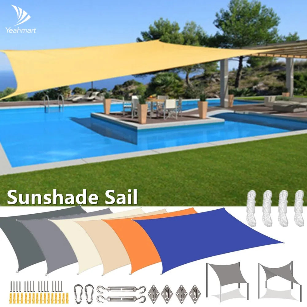 Voile d'ombrage rectangulaire imperméable et anti-UV pour jardin, terrasse, arrière-cour, terrasse, écran de confidentialité