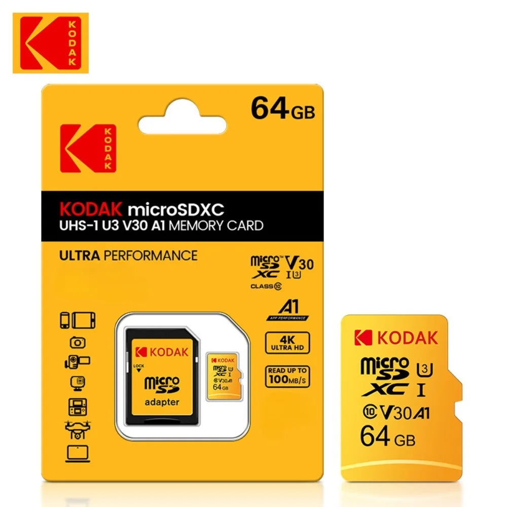 Kodak 32GB-256GB Micro SD Memory Card - High Speed Class 10 U3 UHS-I for Smartphones, Digital Cameras, Tablets and Drones
