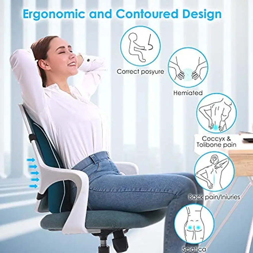 Coussin de siège antidérapant en mousse à mémoire de forme, 1 pièce, pour chaises de bureau et de jeu - Soutient les lombaires et la taille - Doux et confortable