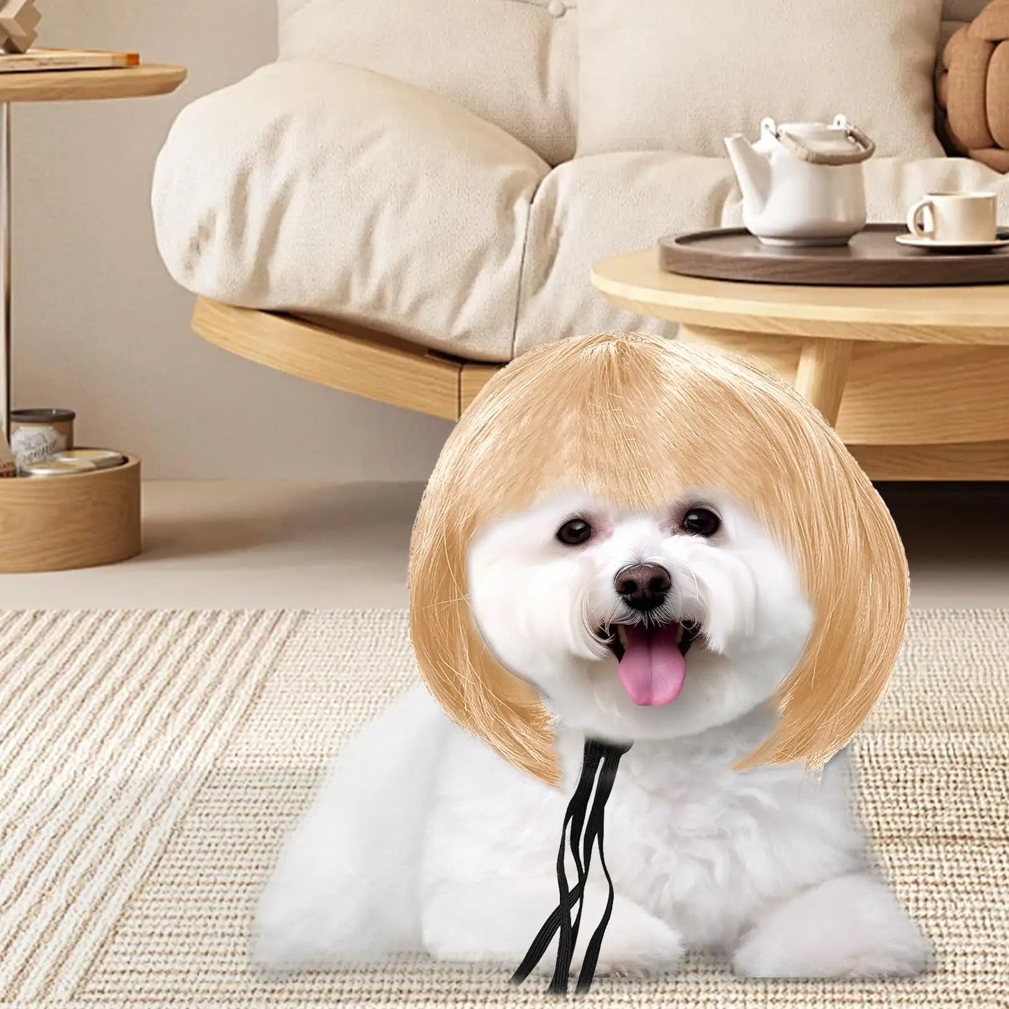 Perruque de cosplay amusante pour animal de compagnie, perruque courte pour chien, décorations pour animaux de compagnie, chapeau en poils de chat, fournitures d'Halloween et de Noël