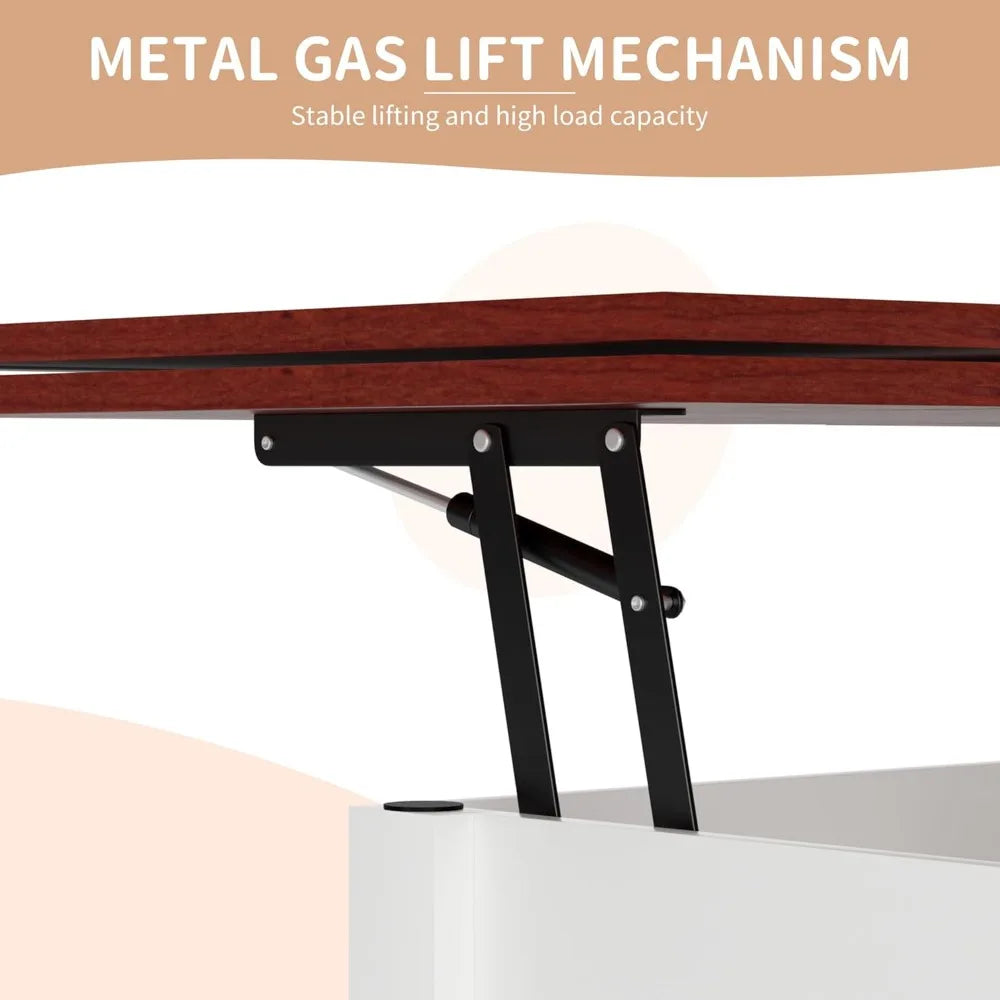 Table basse relevable, table basse 4 en 1 avec meuble de rangement pour salon, table basse avec plateau relevable