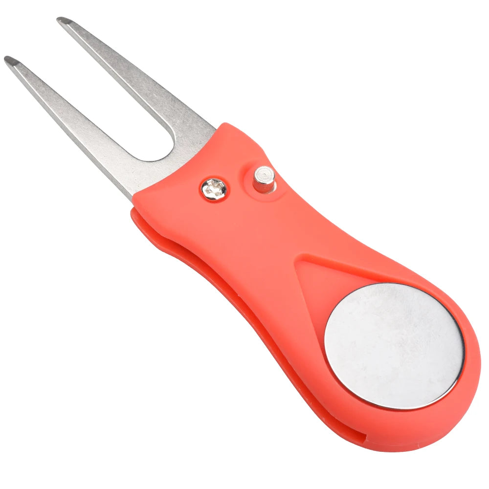 1PC Golf Divot Repair Tool With Ball Marker Pitch Mark Fork Golf Pitchfork Golf Accessories Foldable Divot Repair Tool