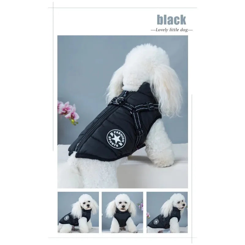 Veste pour chien avec harnais, vêtements d'hiver chauds pour chien, manteau imperméable pour petit chien, chihuahua, bouledogue français