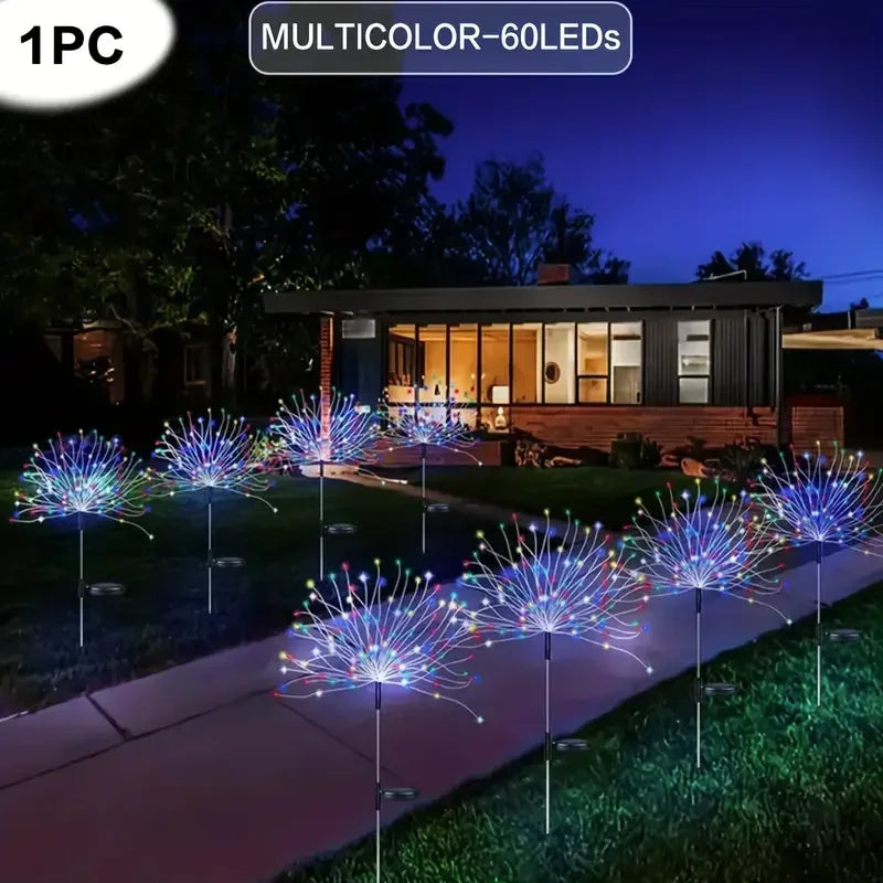 1 Pack Solar Firework Light Outdoor,IP65 Waterproof Solar Garden Flower Lights With 8 Lighting Modes For Outdoor Lighting