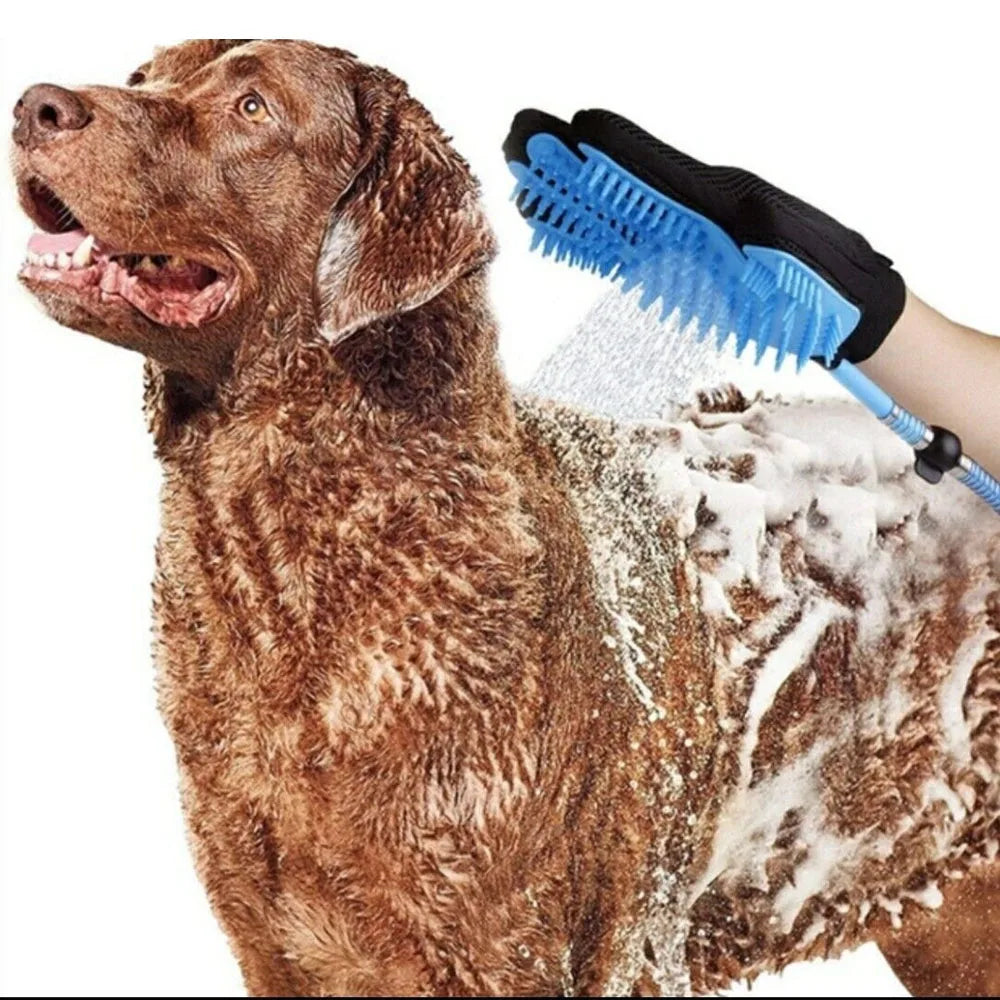 Buse de douche pour animaux de compagnie bain, toilettage et massage pour chiens et chats, gant à embouts en silicone souple, brosse dépilatoire, brosse à long tuyau pour le dos