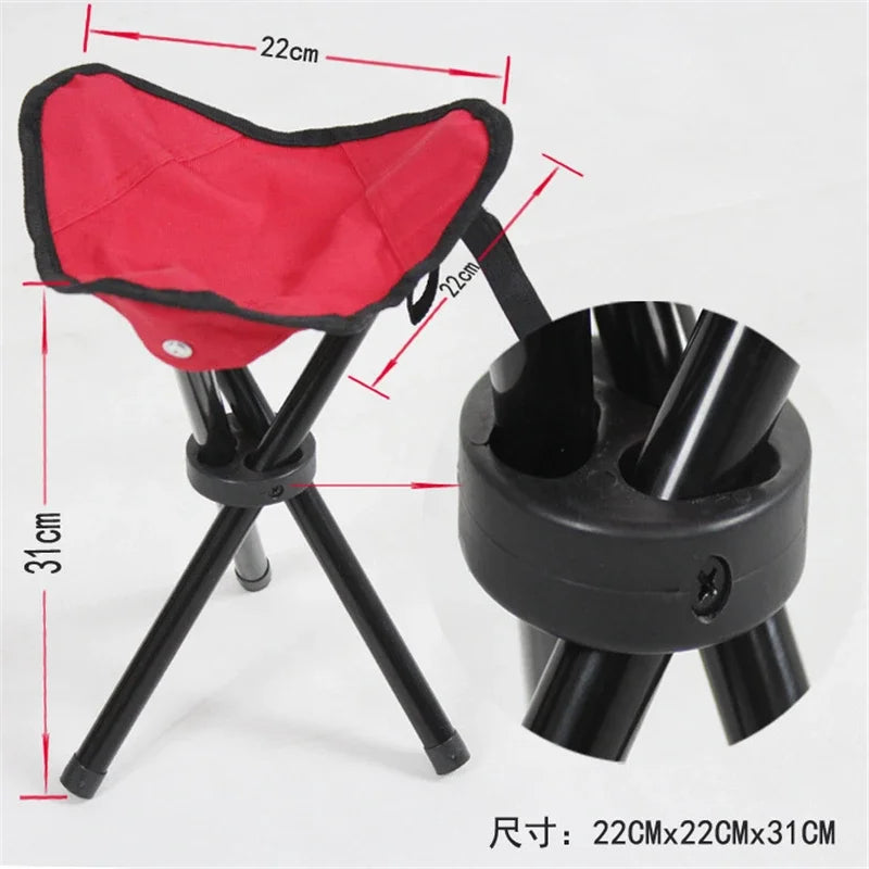 Tabouret trépied pliable en acier, indispensable et portable – Polyvalent pour pique-nique, camping, randonnée et pêche
