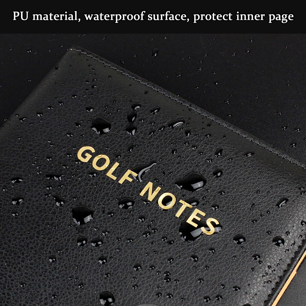 Porte-carte de score de golf en cuir noir, carnet de scores, journal de bord