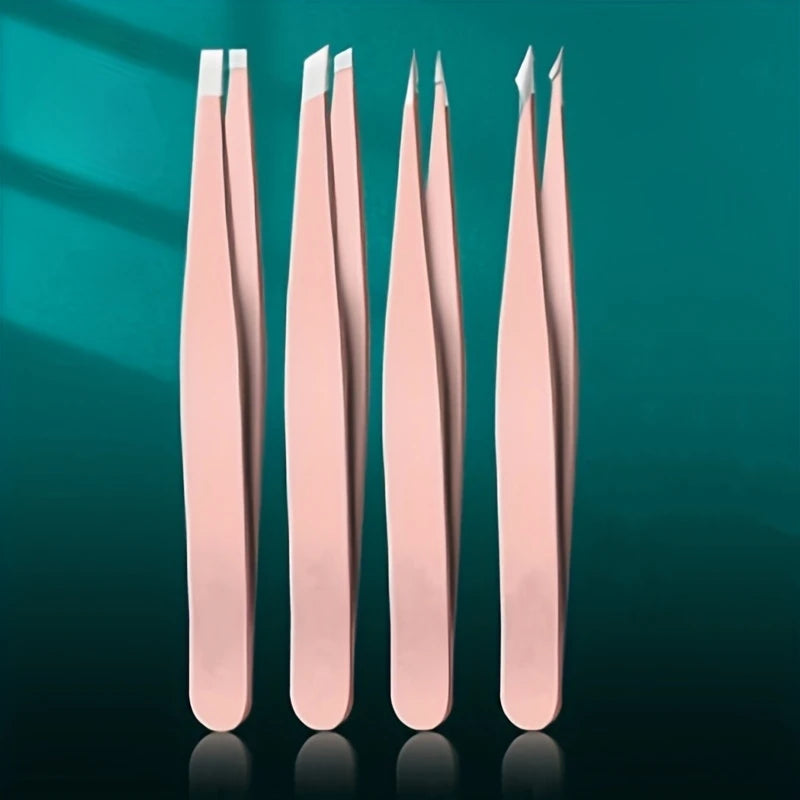 4Pcs Multi-Use Precision Stainless Steel Tweezers For Eyebrow Hair Facial Hair Removal Splinter Blackhead-Different Types of Tip