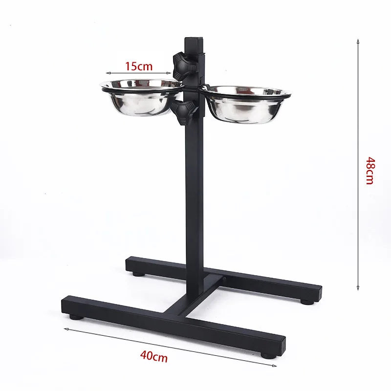 Gamelle pour chien réglable en hauteur en acier inoxydable – Mangeoire surélevée avec 4 pieds antidérapants, anti-basculement pour chien