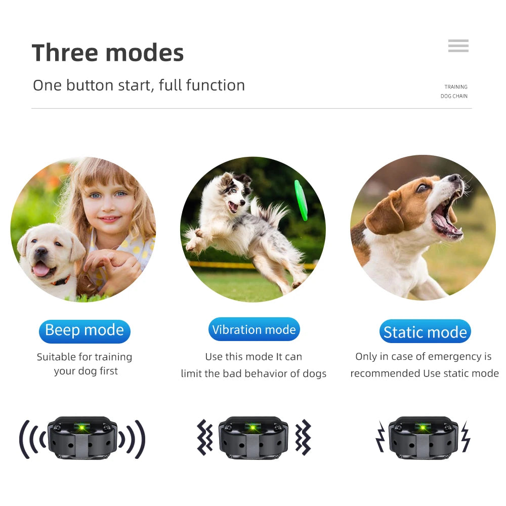 Collier de dressage électrique pour chien, rechargeable, anti-aboiements, anti-choc, anti-vibrations, étanche, avec clicker