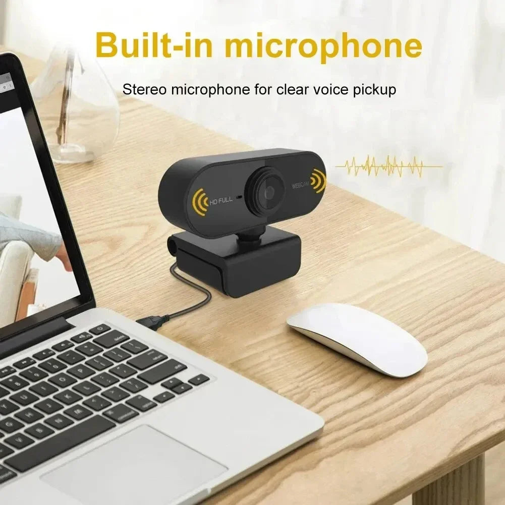 Mini webcam HD 1080P avec microphone, interface USB compatible avec ordinateur portable et de bureau, adaptée aux conférences vidéo en direct