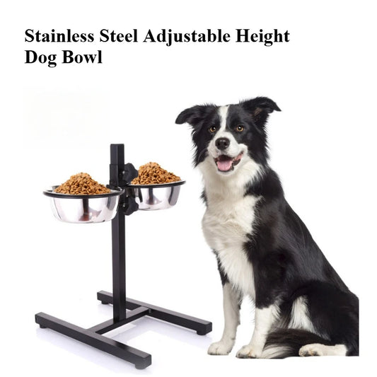 Gamelle pour chien réglable en hauteur en acier inoxydable – Mangeoire surélevée avec 4 pieds antidérapants, anti-basculement pour chien