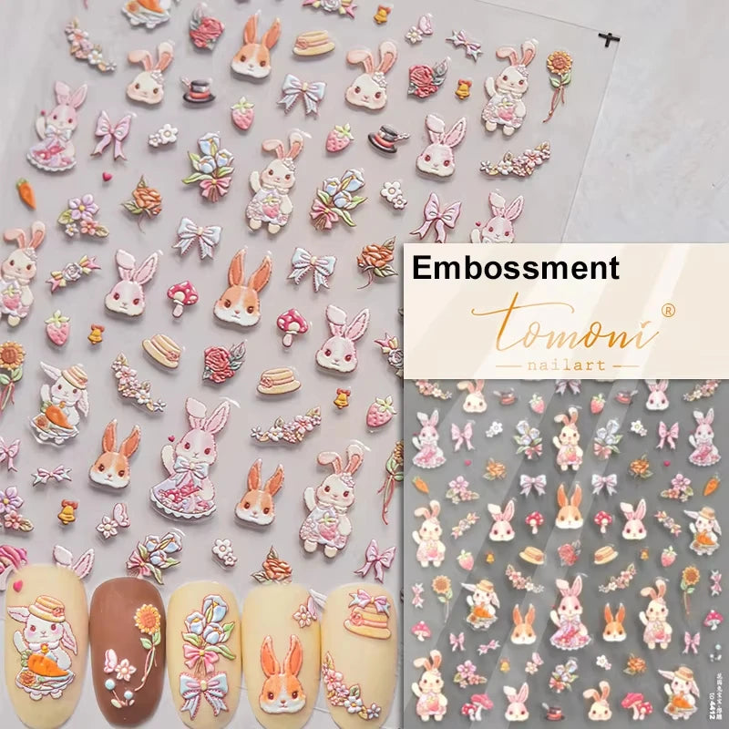 5D Cute Animal Nail Stickers Cute Sketching Graffiti Animal Cat Dog Nail Art Sticker Designs Self Adhesive Decoration Decal