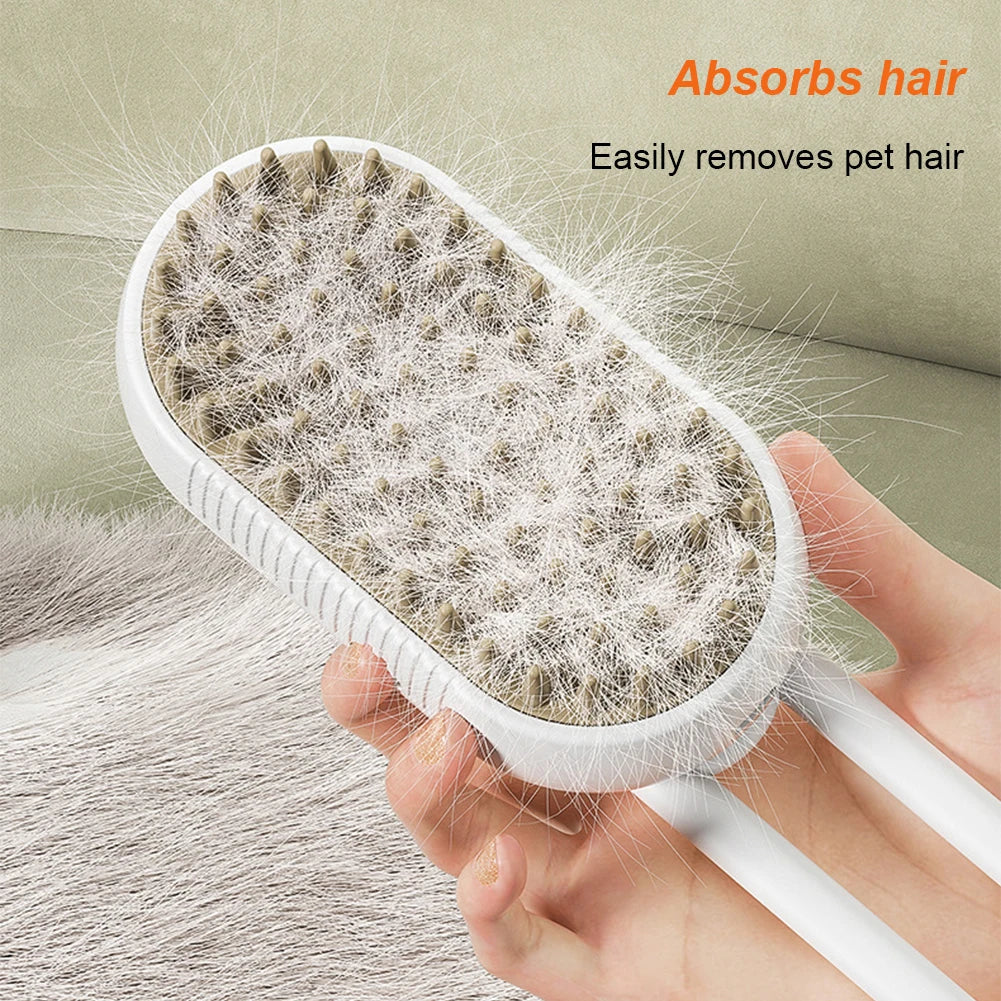 Brosse à vapeur électrique 3 en 1 pour animaux de compagnie, nettoyage pour chats et chiens, spray de massage, peigne de toilettage, poignée rétractable, épilation des poils d'animaux, BeautyBrush