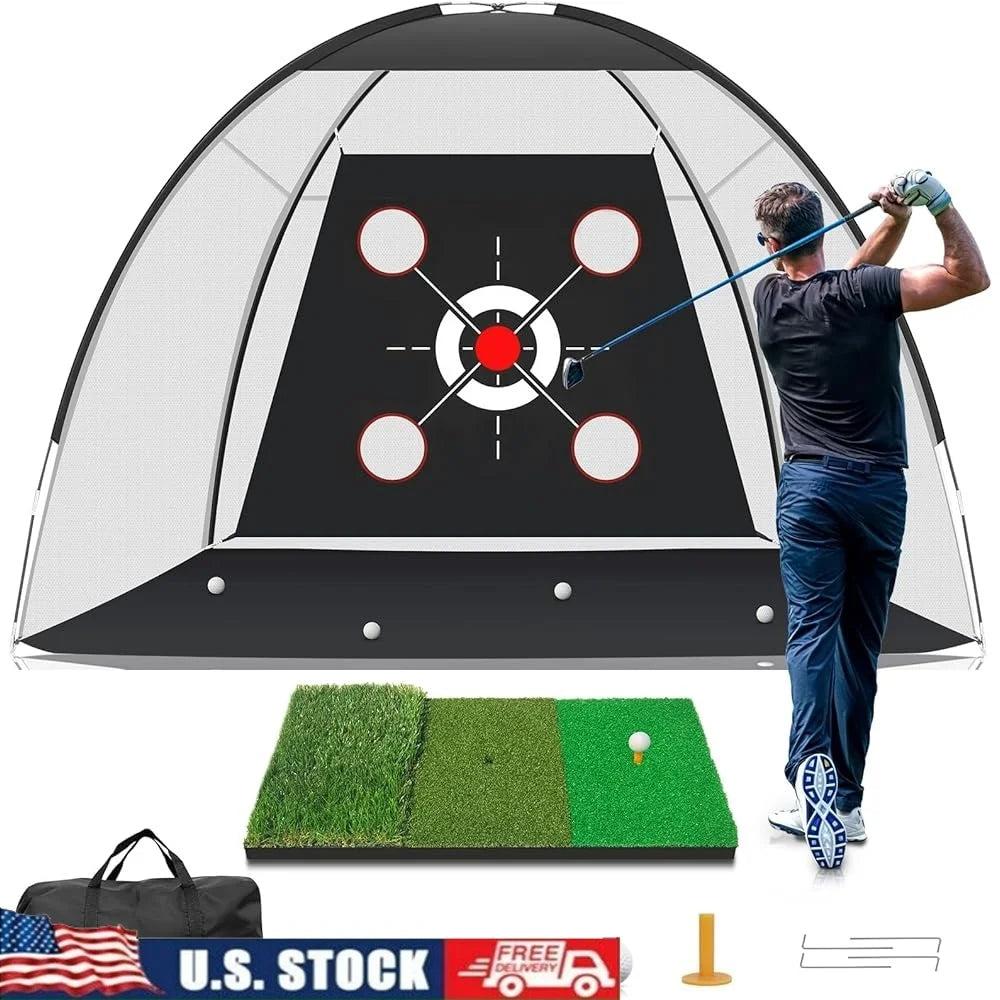Filet d'entraînement de golf avec tapis d'aide à la frappe. Haute densité Durable, Sac de transport, Intérieur, Extérieur