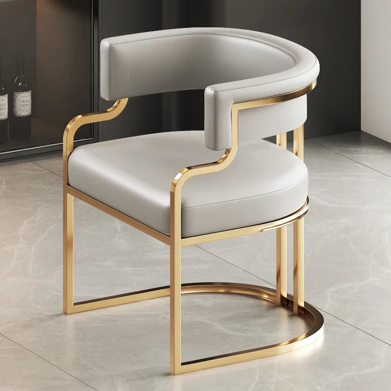 Designer Dining Chairs Beige Gold Legs Waiting Fashion Sofa Chairs Luxury Adults Floor Protector Sillas Indoor Supplies