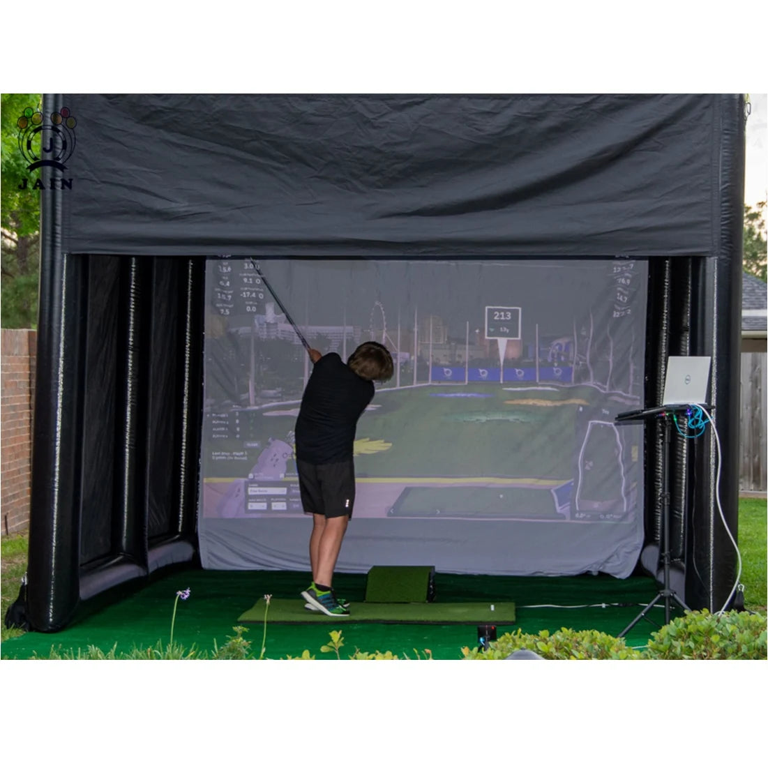 Cage d'entraînement de golf portable, simulateur de golf gonflable, tente de tir avec projecteur et pompe, pour sports de plein air