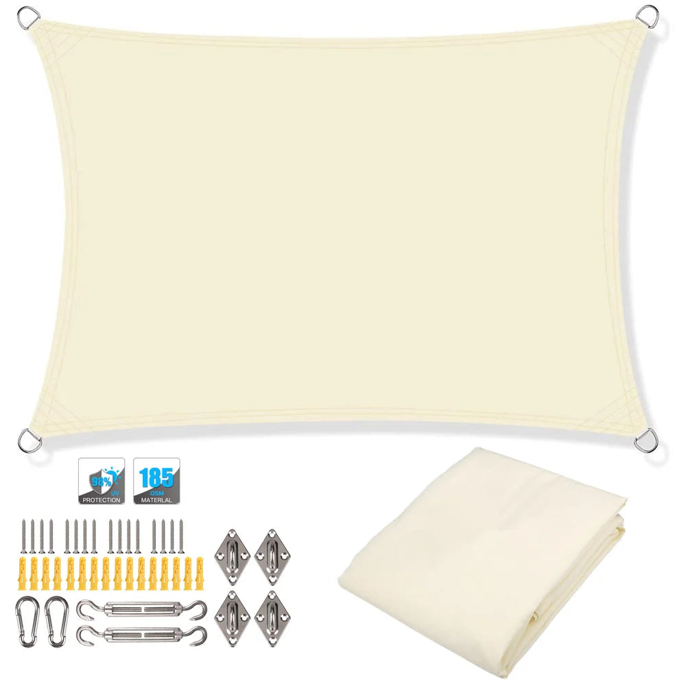 Voile d'ombrage rectangulaire imperméable et anti-UV pour jardin, terrasse, arrière-cour, terrasse, écran de confidentialité