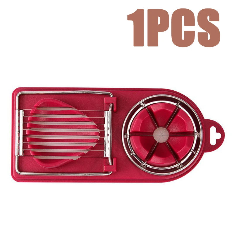 1/2PC Multi Functional Egg Cutting Artifact Stainless Steel Slicer Fancy Splitter Kitchen Divider Two in One Egg Cutter Tools