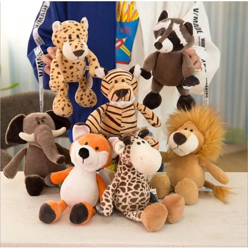 Peluche Kawaii de 25 cm, animal de la jungle, chien, zèbre, éléphant, lion, renard, girafe, jouets pour enfants, cadeau d'anniversaire