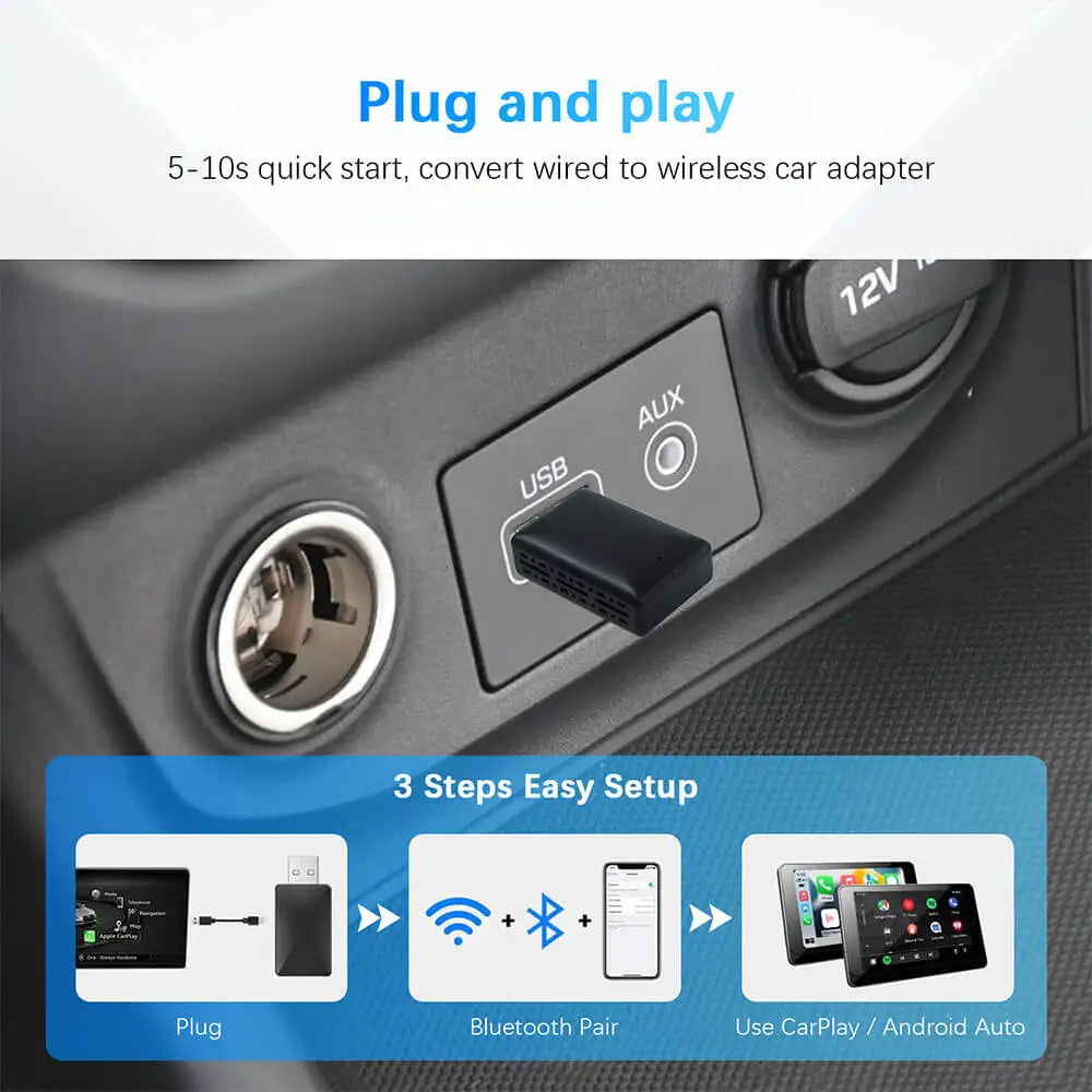Wireless Carplay Android Auto Adapter Smart Mini Bt Wifi Usb Dongle For OEM Car Plug and Play WiFi Bluetooth Auto Connect