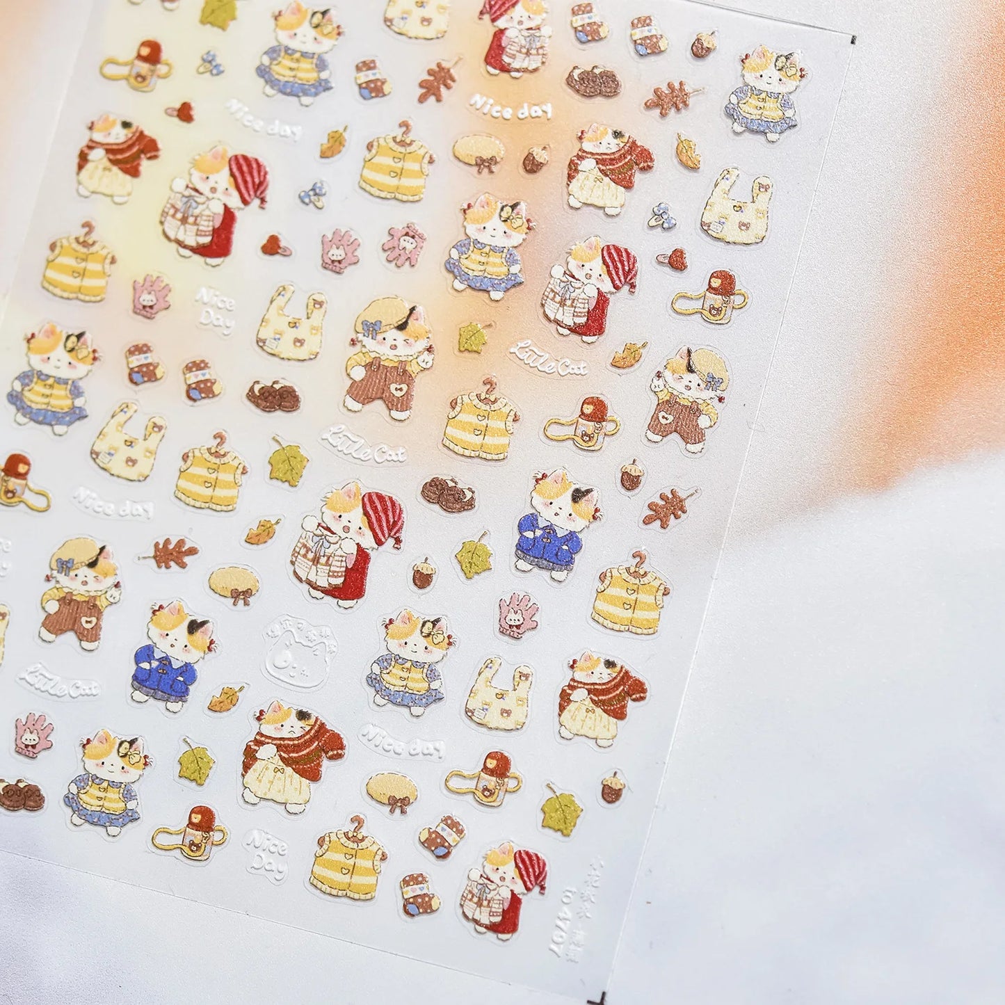 5D Cute Animal Nail Stickers Cute Sketching Graffiti Animal Cat Dog Nail Art Sticker Designs Self Adhesive Decoration Decal
