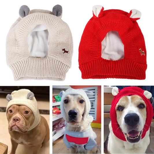 Cache-oreilles pour chiens, protection contre le bruit, bonnet tricoté, anti-anxiété, chaud pour l'hiver, pour chiens de taille moyenne et grande. Nouveau