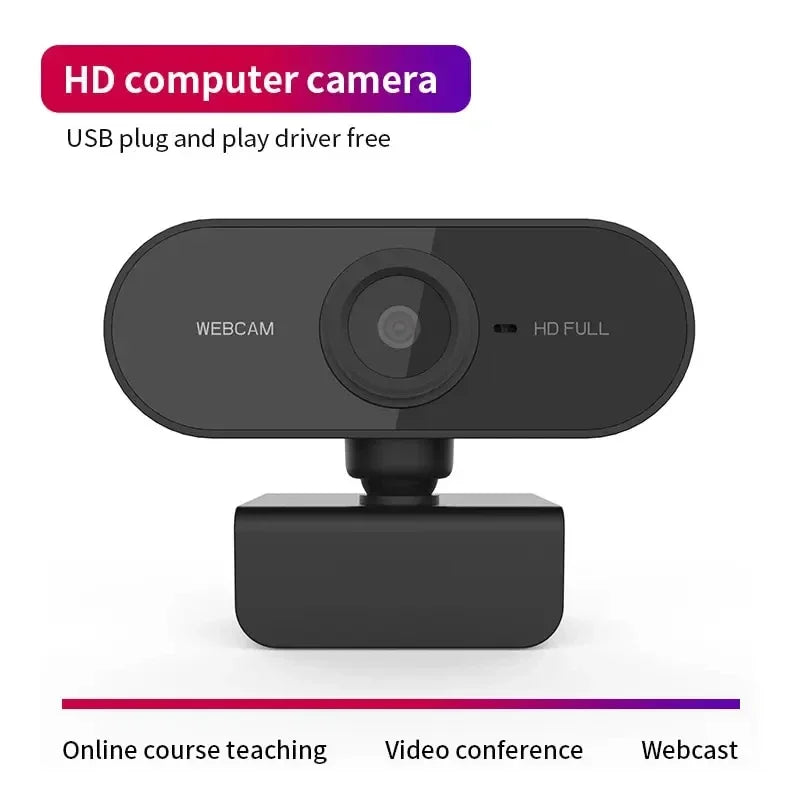 Mini webcam HD 1080P avec microphone, interface USB compatible avec ordinateur portable et de bureau, adaptée aux conférences vidéo en direct