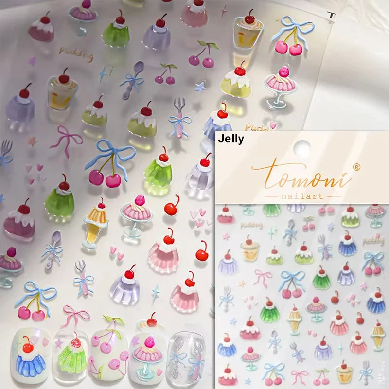 5D Cute Animal Nail Stickers Cute Sketching Graffiti Animal Cat Dog Nail Art Sticker Designs Self Adhesive Decoration Decal