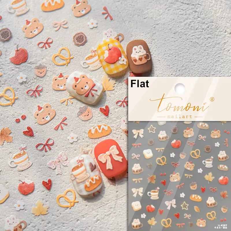 5D Cute Animal Nail Stickers Cute Sketching Graffiti Animal Cat Dog Nail Art Sticker Designs Self Adhesive Decoration Decal