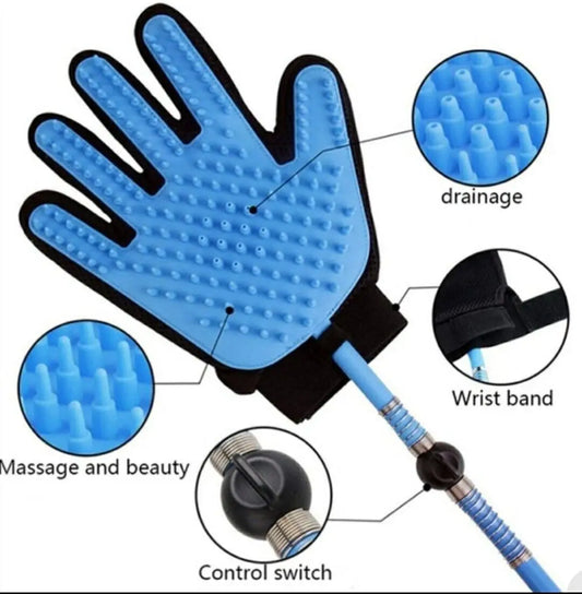 Buse de douche pour animaux de compagnie bain, toilettage et massage pour chiens et chats, gant à embouts en silicone souple, brosse dépilatoire, brosse à long tuyau pour le dos