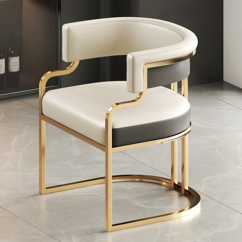 Designer Dining Chairs Beige Gold Legs Waiting Fashion Sofa Chairs Luxury Adults Floor Protector Sillas Indoor Supplies