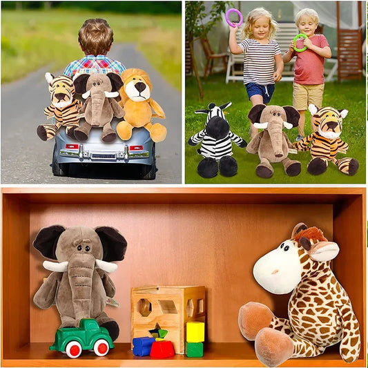 Peluche Kawaii de 25 cm, animal de la jungle, chien, zèbre, éléphant, lion, renard, girafe, jouets pour enfants, cadeau d'anniversaire