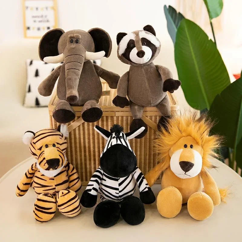 Peluche Kawaii de 25 cm, animal de la jungle, chien, zèbre, éléphant, lion, renard, girafe, jouets pour enfants, cadeau d'anniversaire